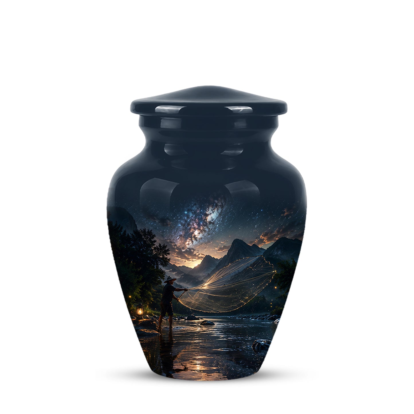 Fisherman Cremation Urn - Night Sky Memorial Urns For Human Ashes