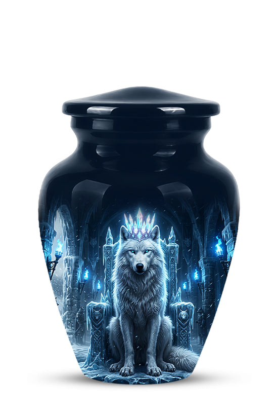 Ice Throne Wolf King Urn for Ashes | Personalized Urn Memorial