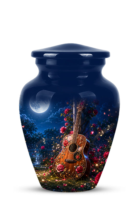 Starry Guitar Memorial Urn - Artistic Funeral Urns For Musicians Ashes