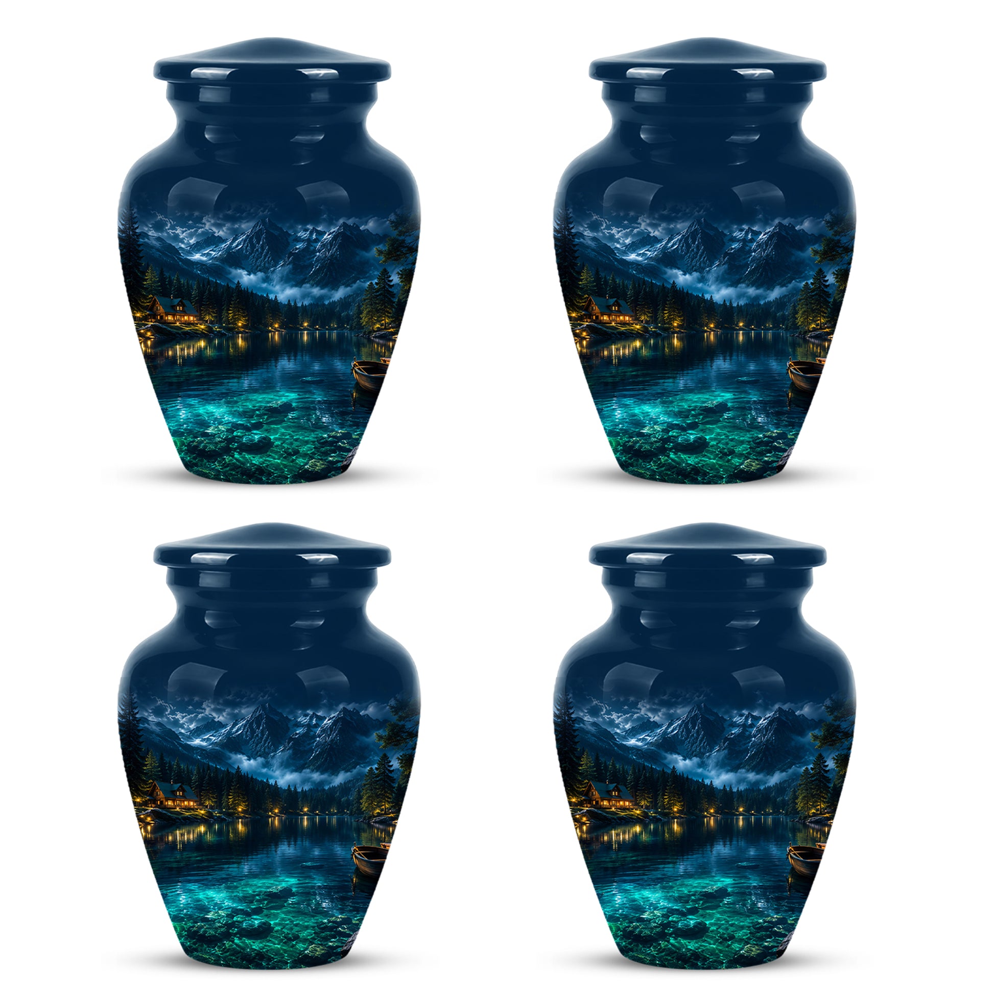 Mountain Lake Cremation Urn - Night Landscape Urns For Human Ashes