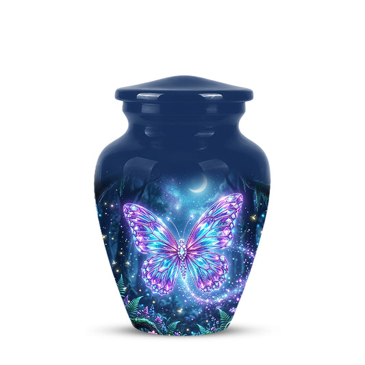 Glowing Colorful Butterfly Memorial Urn - Majestic Urns For Ashes