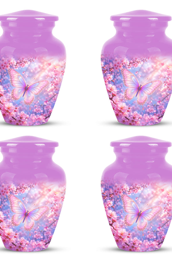 Beautiful Pink Butterfly Cremation Urn - Peaceful Tribute Urns For Mom