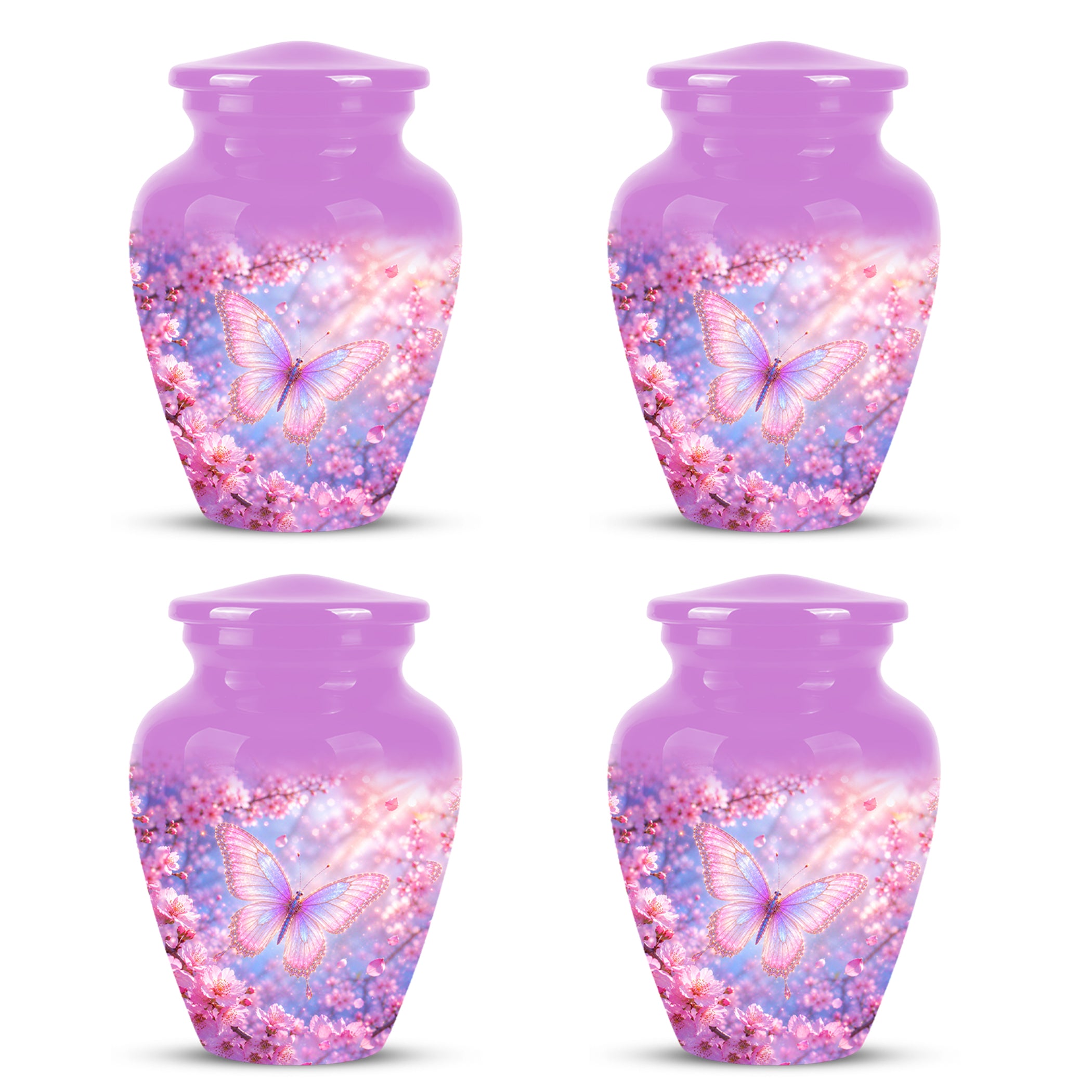 Beautiful Pink Butterfly Cremation Urn - Peaceful Tribute Urns For Mom