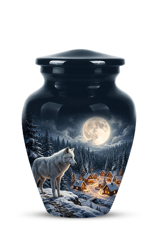 Moonlit Wolf Urn for Ashes - Custom Memorial Urn For Human Ashes