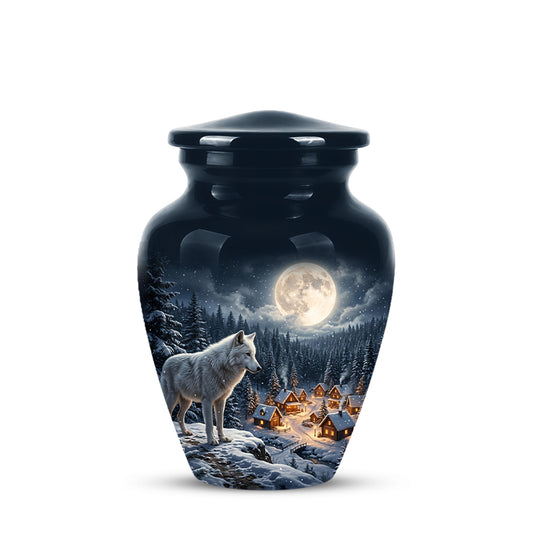 Moonlit Wolf Urn for Ashes - Custom Memorial Urn For Human Ashes