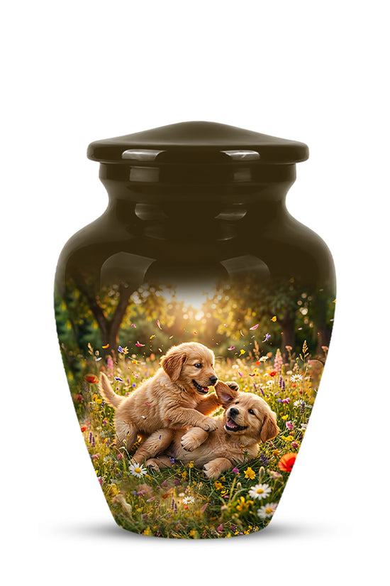 Cute Playing Puppies Memorial Urn - Custom Urns For Dog Friends Ashes