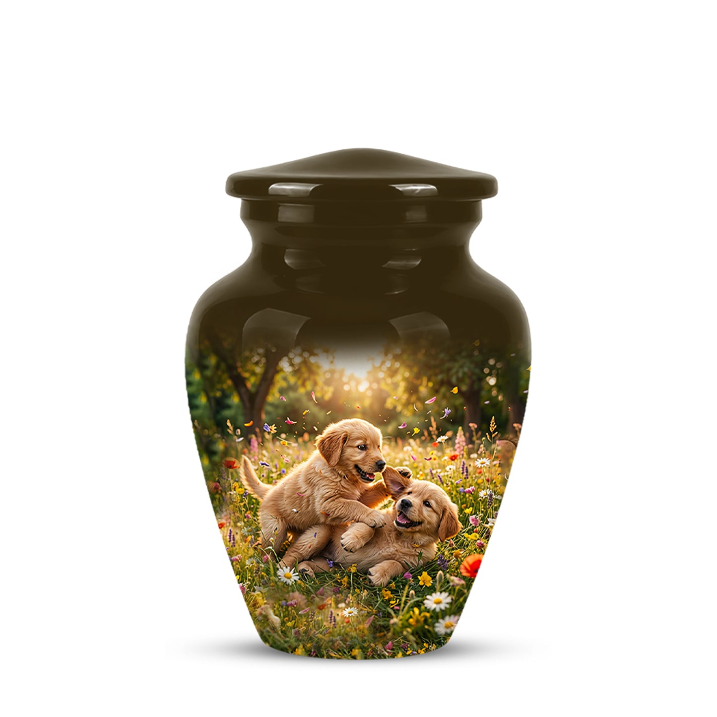Cute Playing Puppies Memorial Urn - Custom Urns For Dog Friends Ashes
