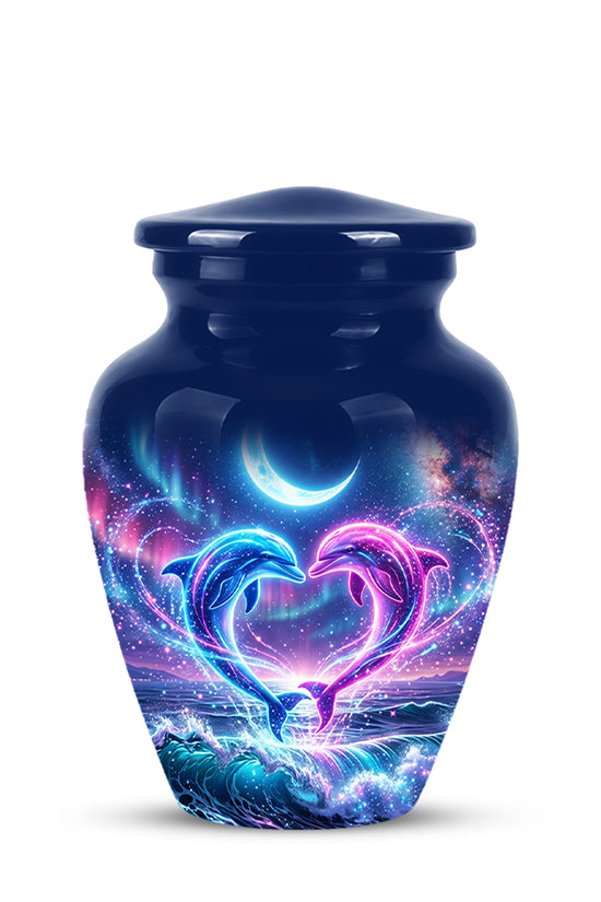 Heart Dolphin Cremation Urn for Ashes – Celestial Moon Memorial Urns