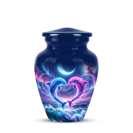 Heart Dolphin Cremation Urn for Ashes – Celestial Moon Memorial Urns
