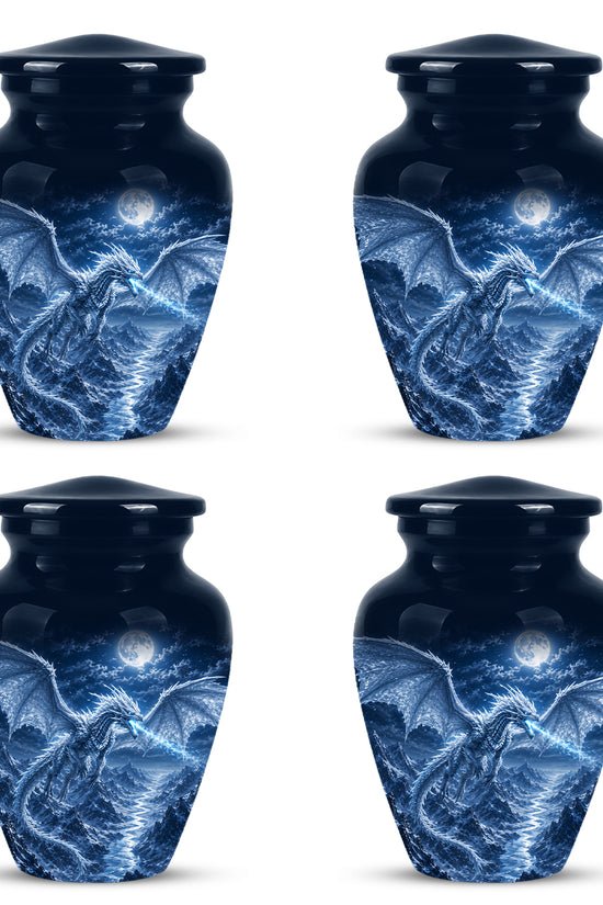 White Dragon Cremation Urn - Majestic Classic Dragon Urns For Human Ashes