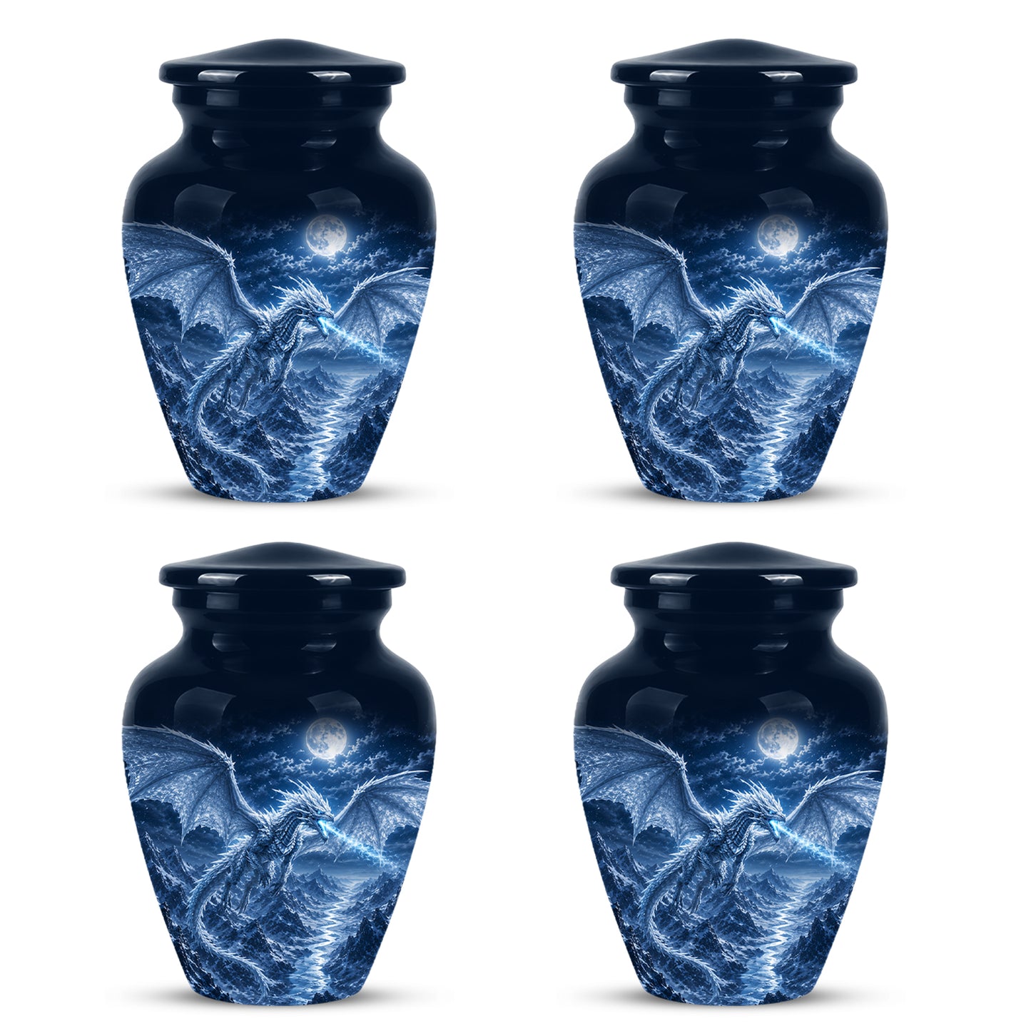 White Dragon Cremation Urn - Majestic Classic Dragon Urns For Human Ashes