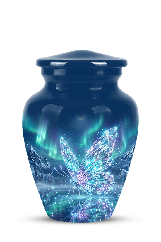 Glowing Butterfly Cremation Urn - Beautiful Blue Memorial Urns For Mom