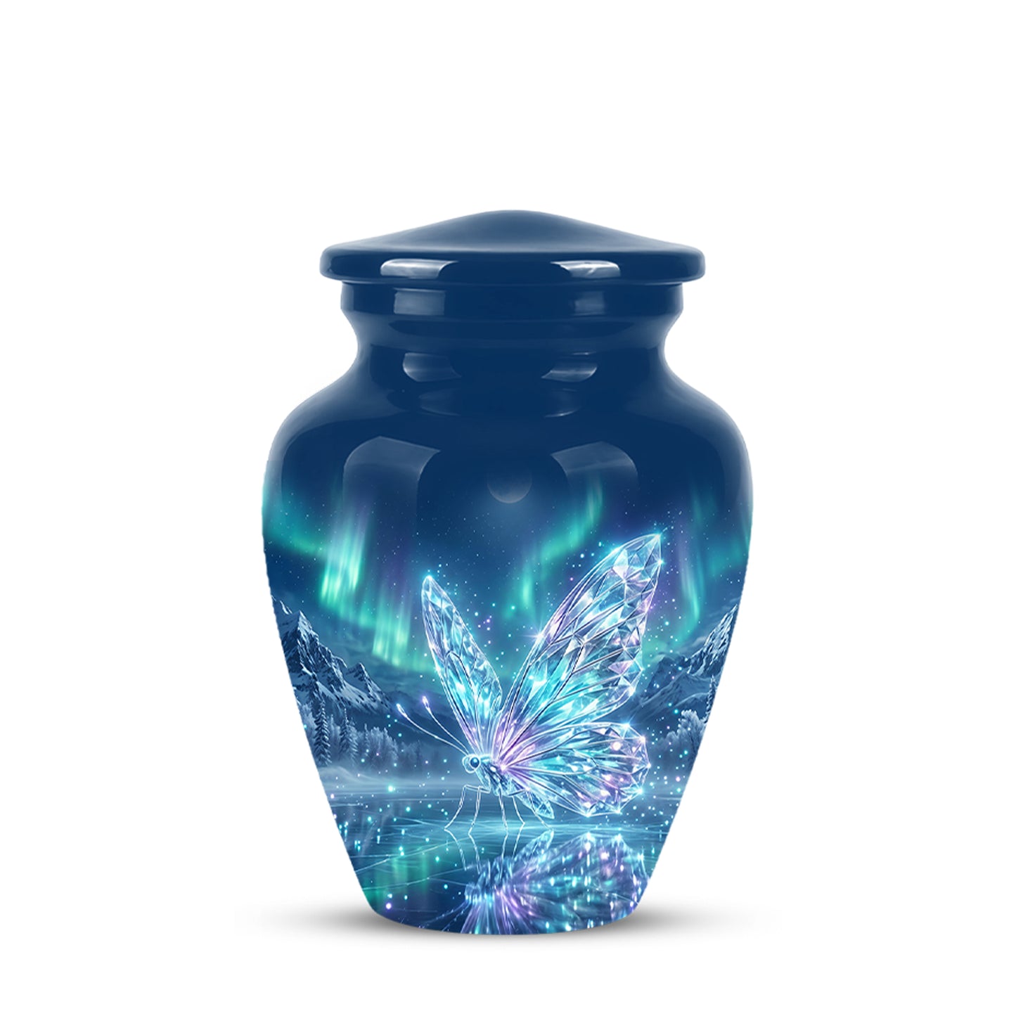 Glowing Butterfly Cremation Urn - Beautiful Blue Memorial Urns For Mom