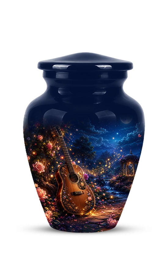 Acoustic Guitar & Starry Night Urn - Custom Funeral Urns For Musicians