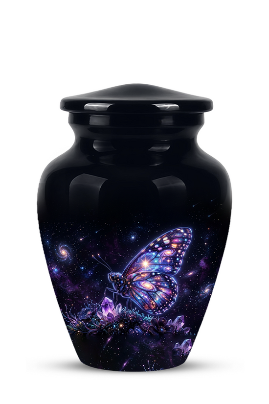 Purple Butterfly Cremation Urn - Beautiful Black Urns For Human Ashes