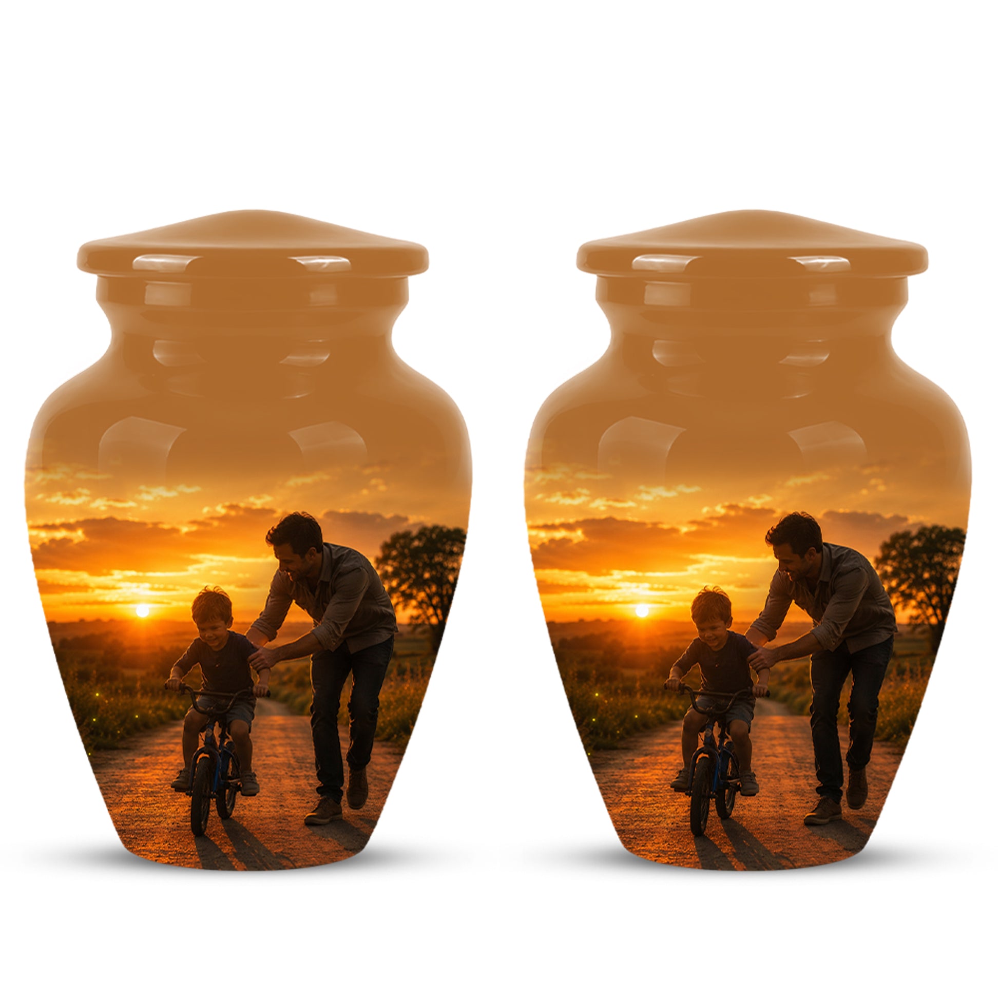 Father & Son Themed Urn - Handcrafted Custom Memorial Urns For Ashes