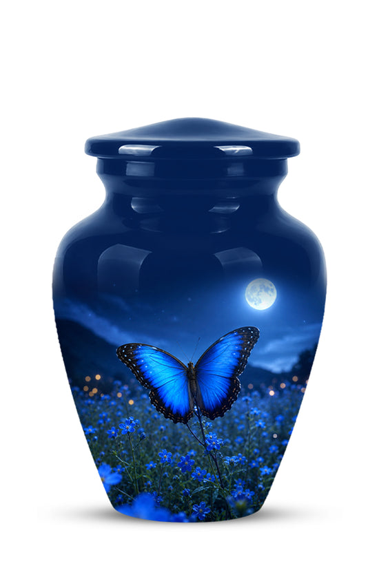 Personalized Blue Butterfly Cremation Urn - Handcrafted Urns For Mom