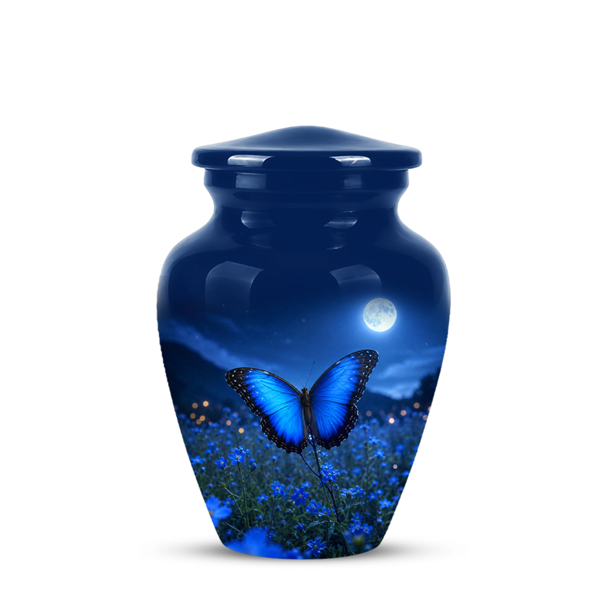 Personalized Blue Butterfly Cremation Urn - Handcrafted Urns For Mom