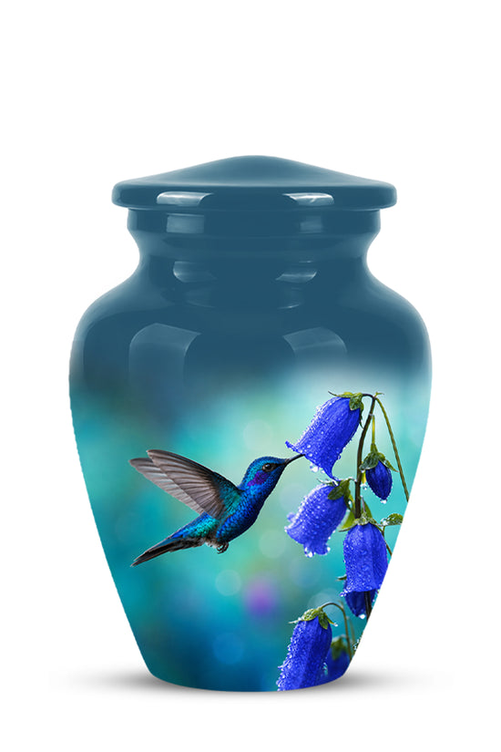 Blue Hummingbird Custom Urn - Majestic Funeral Urns For Ashes On Sale