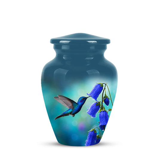 Blue Hummingbird Custom Urn - Majestic Funeral Urns For Ashes On Sale