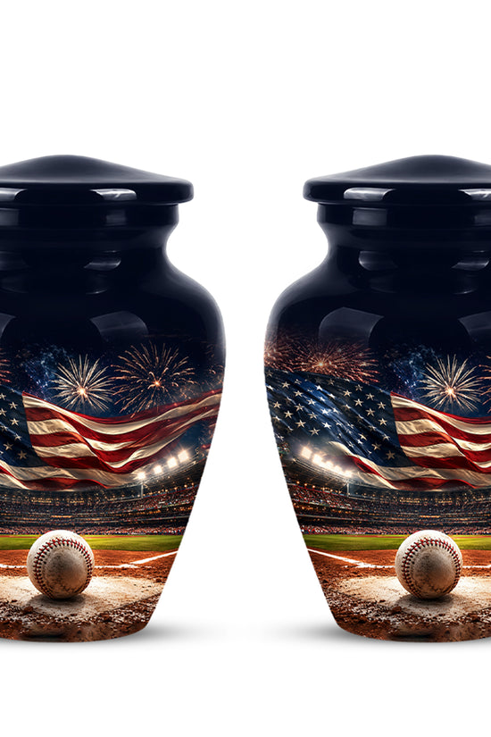 Personalized Baseball Urn with American Flag – Patriotic Urn for Human Ashes