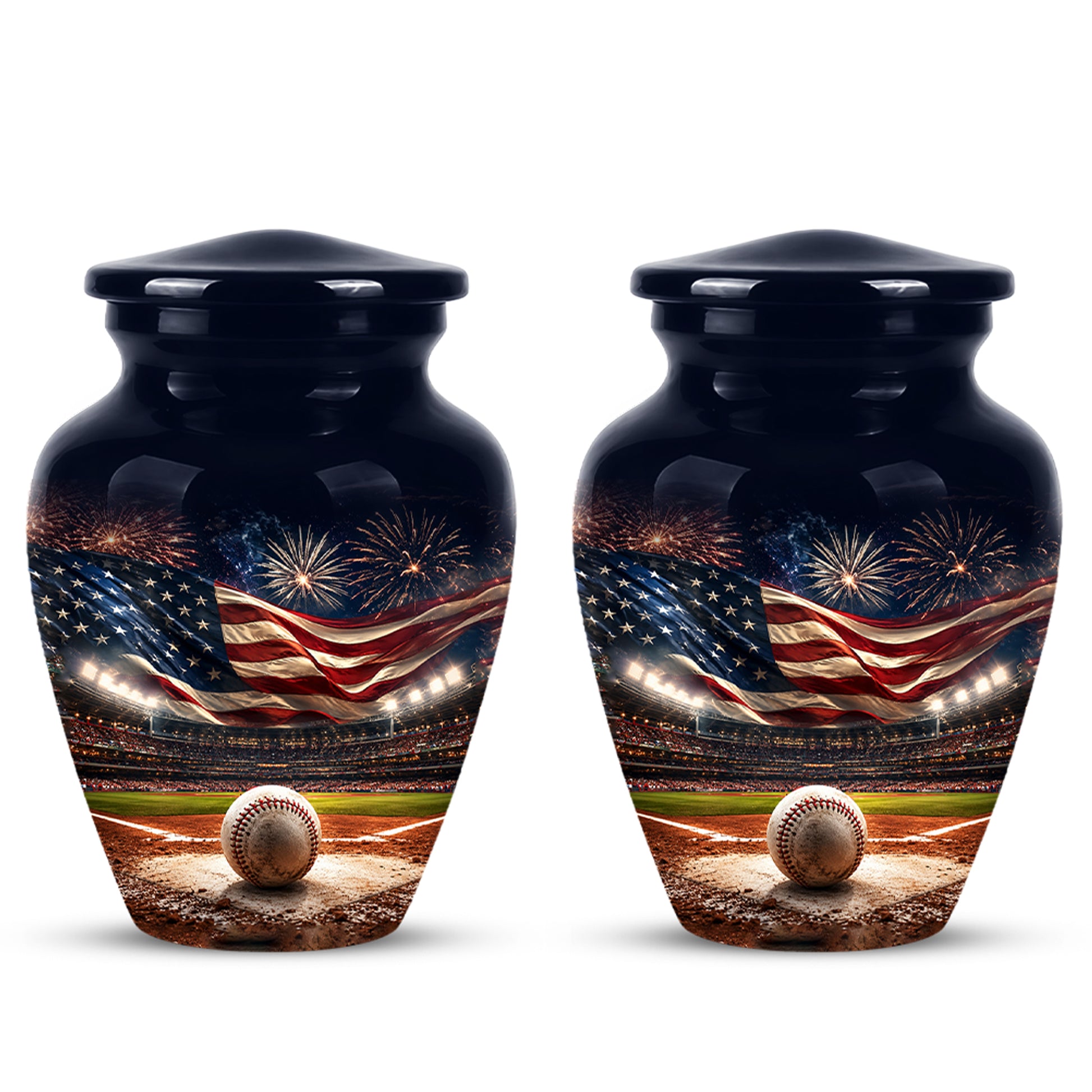 Personalized Baseball Urn with American Flag – Patriotic Urn for Human Ashes