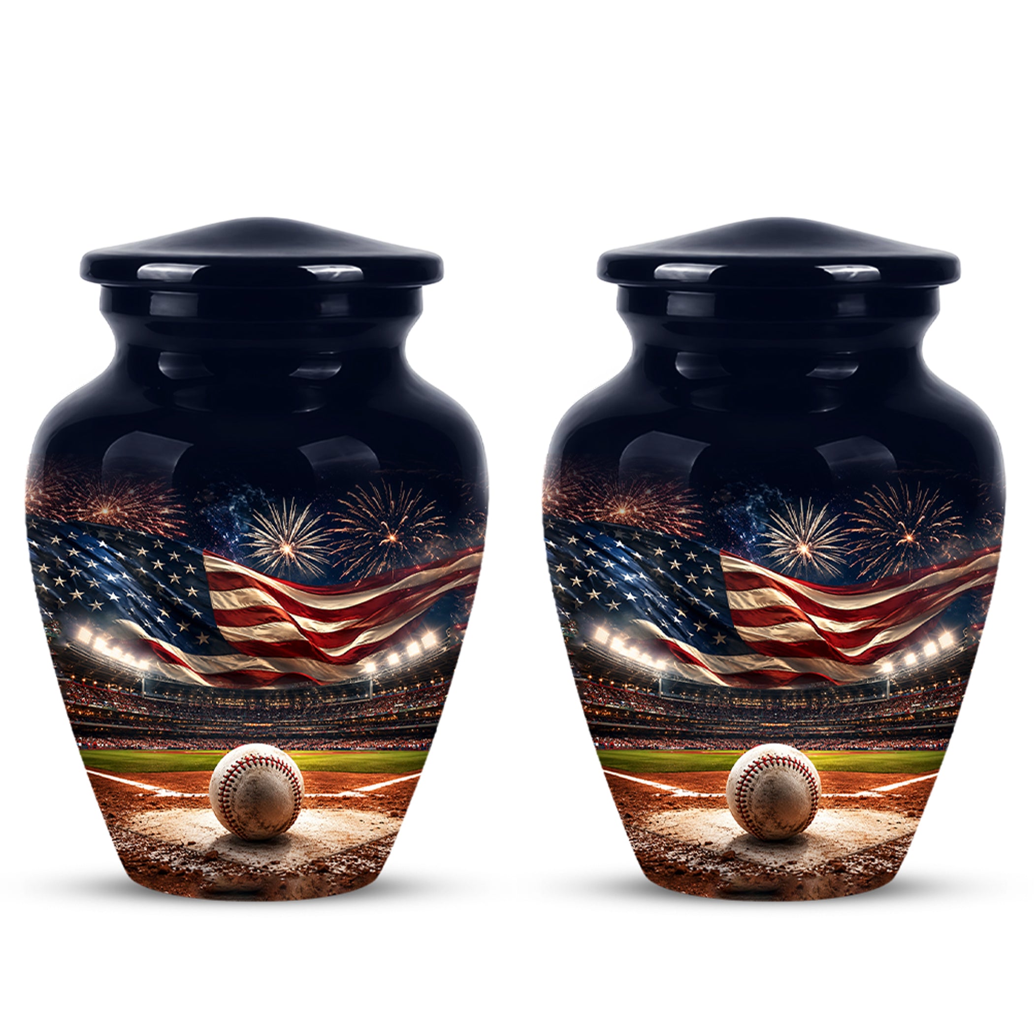 Personalized Baseball Urn with American Flag – Patriotic Urn for Human Ashes