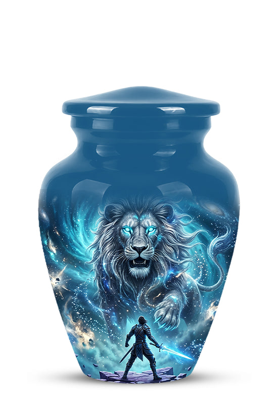 Celestial Cosmic Lion Cremation Urn - Lion Adult Male Memorial Tribute Urn
