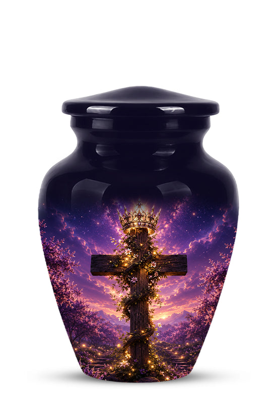 Cross With Crown Cremation Urn for Ashes – Spiritual Memorial Urns
