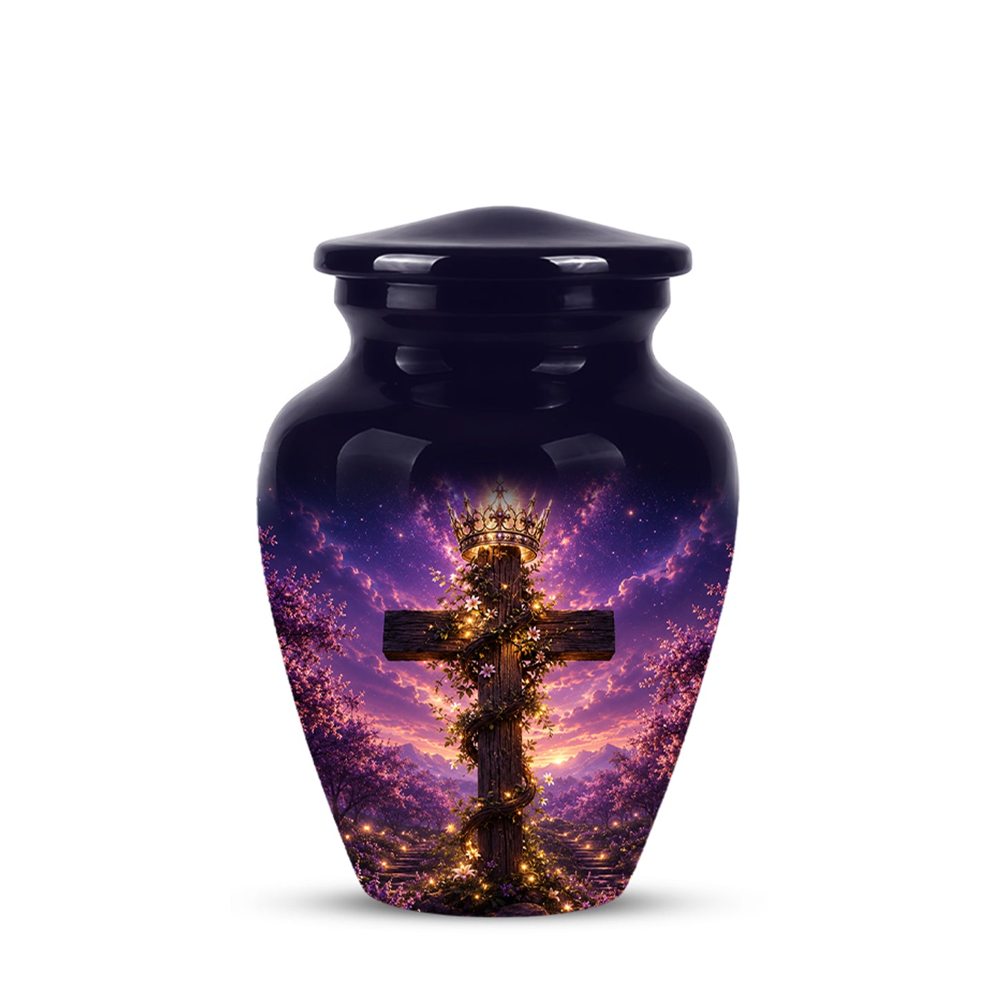 Cross With Crown Cremation Urn for Ashes – Spiritual Memorial Urns