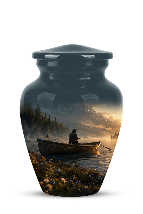 Fisherman Themed Urn - Artistic Fishing Landscape Urns For Human Ashes