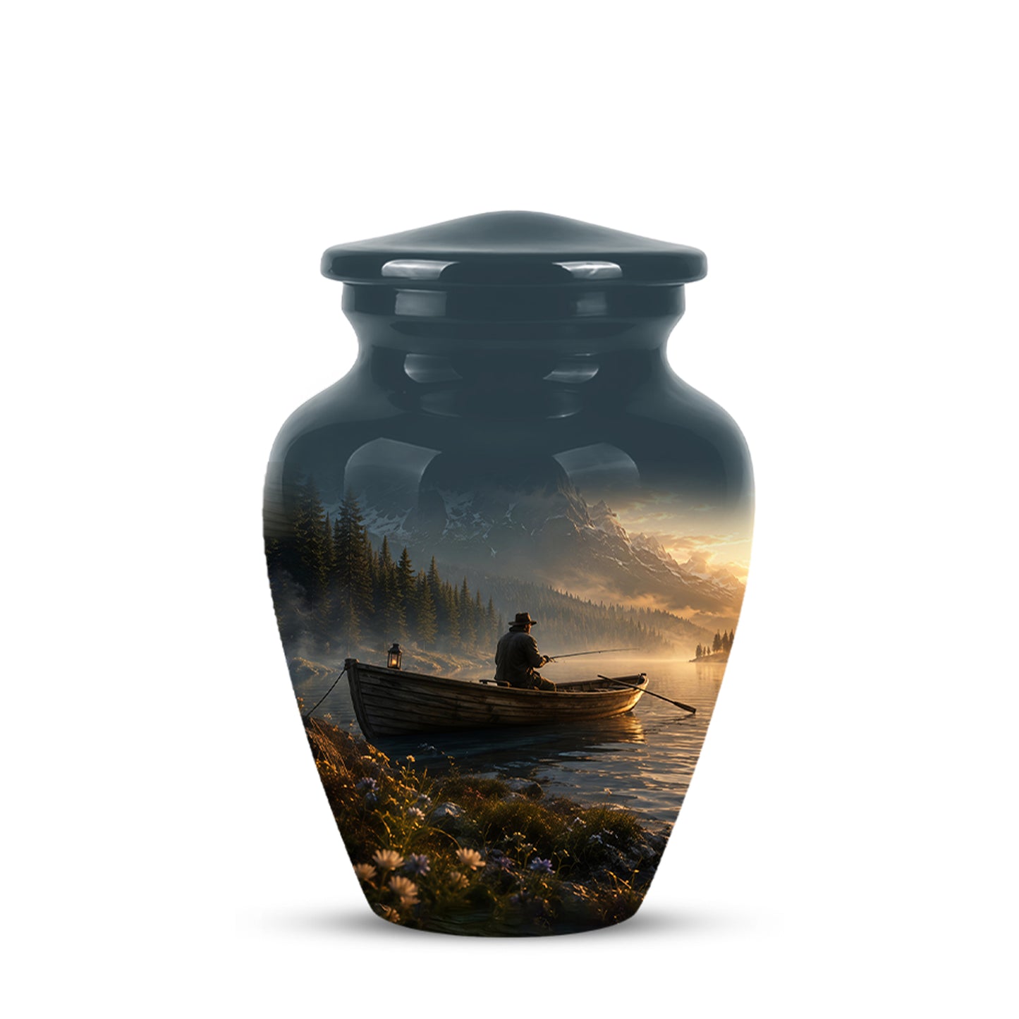 Fisherman Themed Urn - Artistic Fishing Landscape Urns For Human Ashes