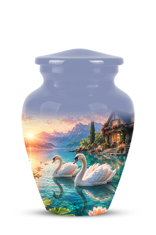 Couple Swan Themed Urn - Artistic Handcrafted Burial Urns For Humans