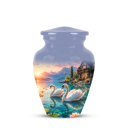 Couple Swan Themed Urn - Artistic Handcrafted Burial Urns For Humans