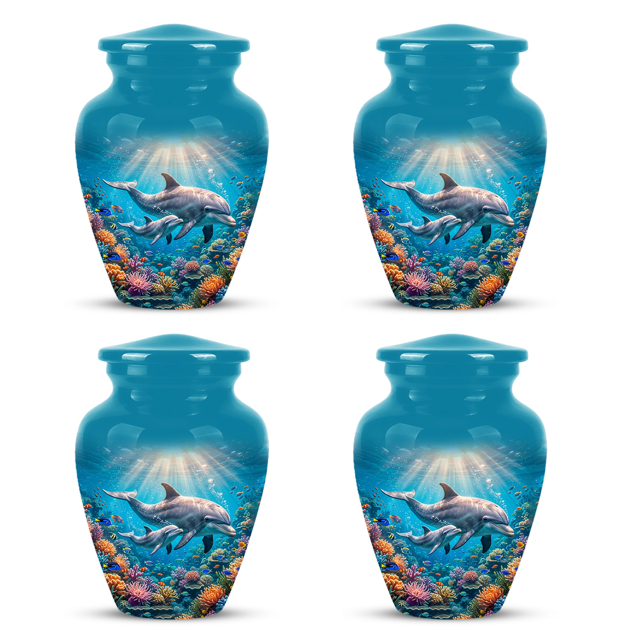 Baby Dolphin With Mother - Beautiful Artistic Urn To Tribute Mom Ashes
