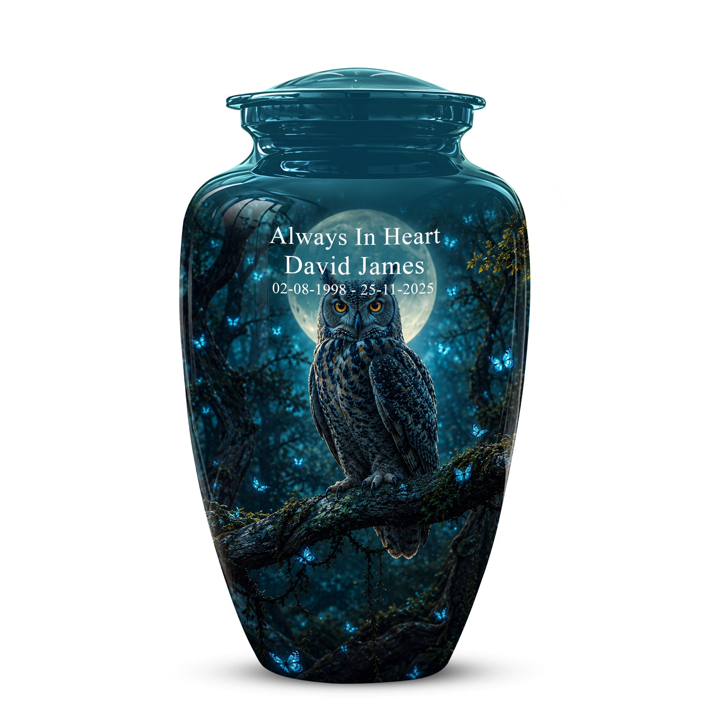 Majestic Horned Owl Burial Urn - Moonlight Owl Funeral Urns For Ashes