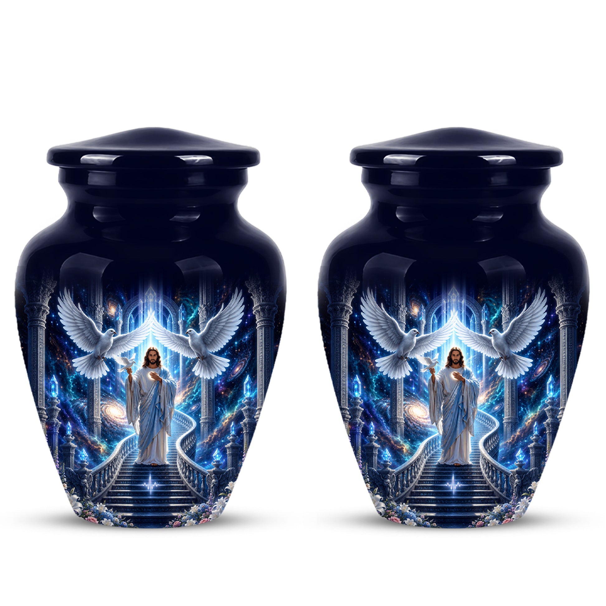 Jesus & White Dove Cremation Urn - Custom Spiritual Urns On Wholesale Price