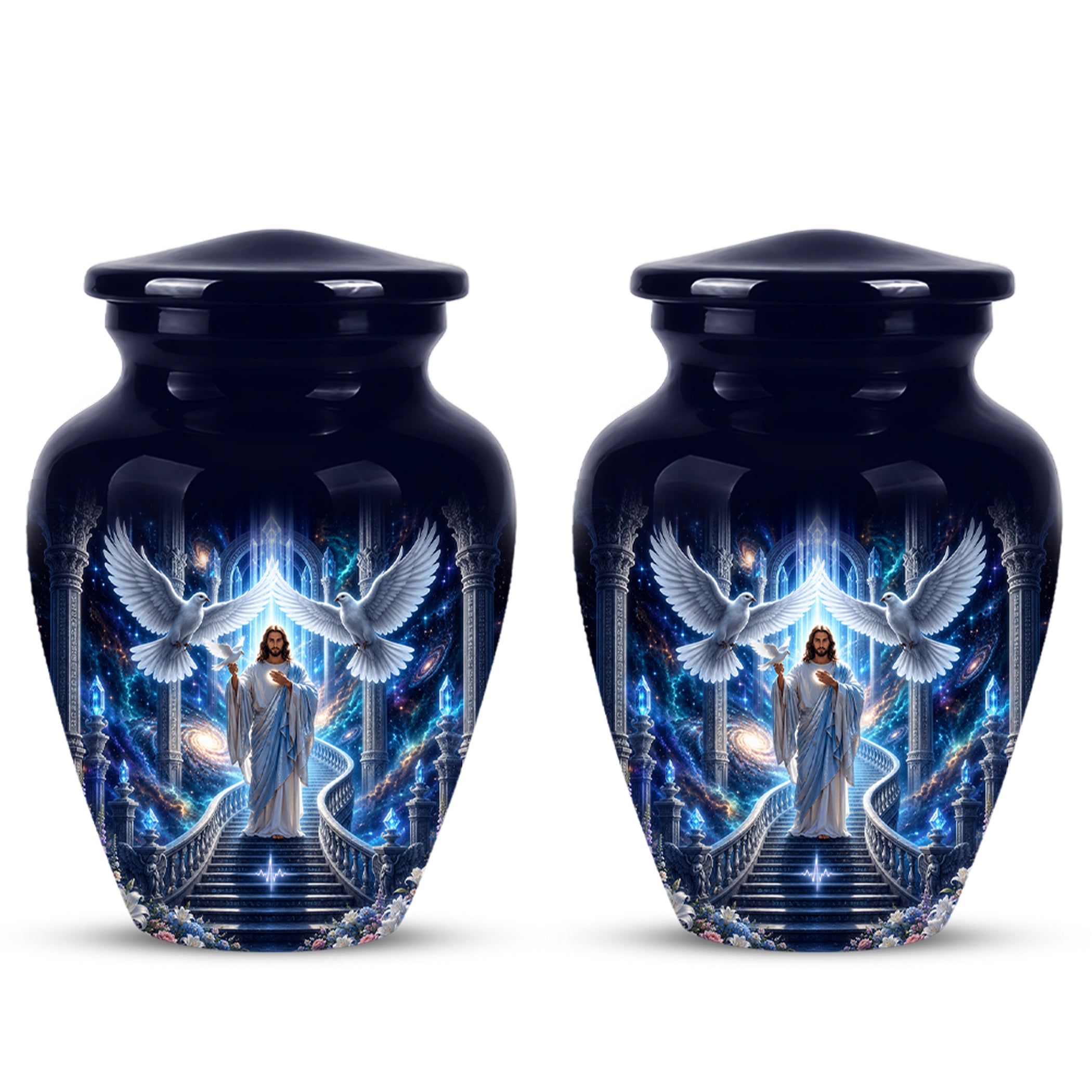 Jesus & White Dove Cremation Urn - Custom Spiritual Urns On Wholesale Price