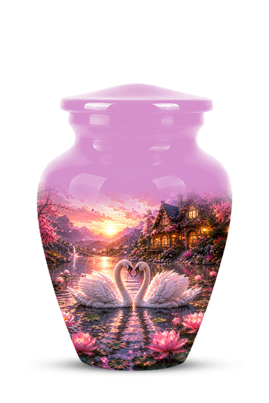 Couple Swan Memorial Urn - Peaceful Classic Urn For Lover's Ashes