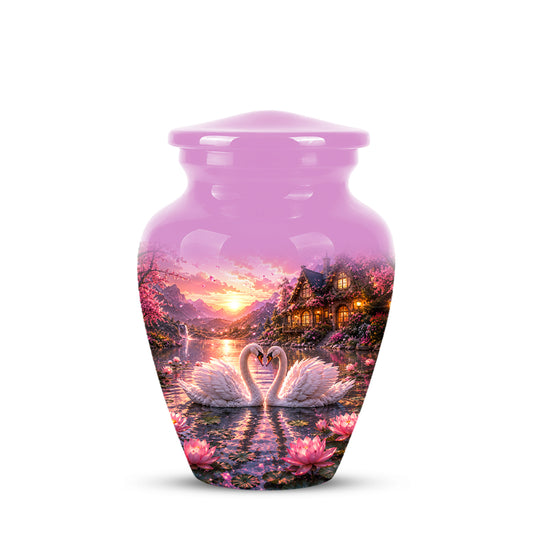 Couple Swan Memorial Urn - Peaceful Classic Urn For Lover's Ashes