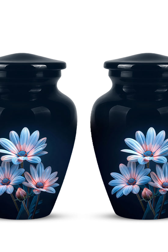 Blue Flower Memorial  Urn - Beautifully Crafted Urns To Tribute Ashes