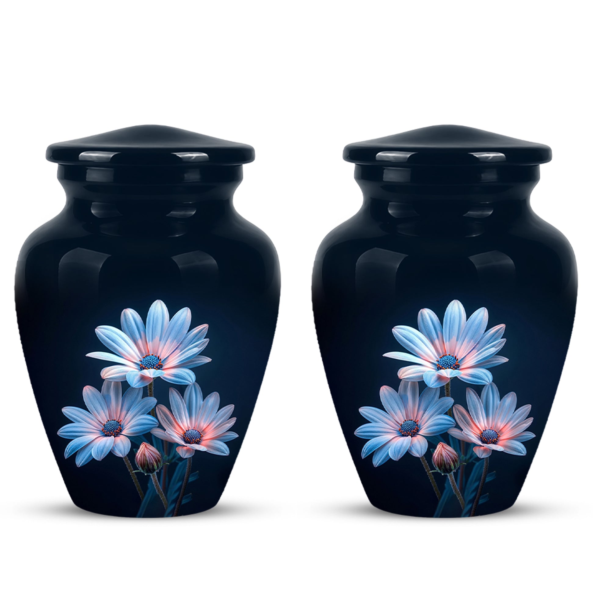 Blue Flower Memorial  Urn - Beautifully Crafted Urns To Tribute Ashes