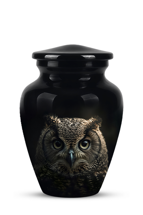 Owl Cremation Urns For Human Ashes - Black Burial Urns For Dad