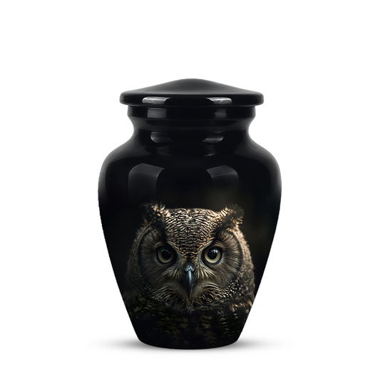 Owl Cremation Urns For Human Ashes - Black Burial Urns For Dad