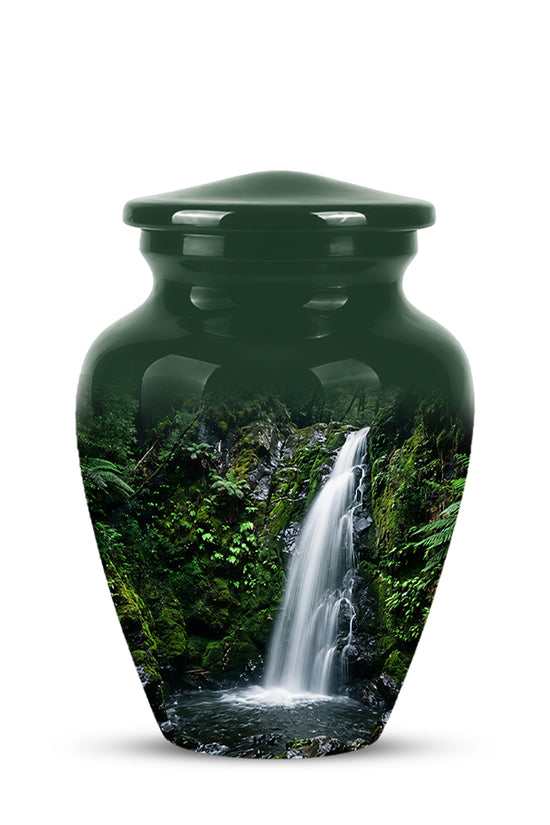 Waterfall Themed Memorial Urn - Peaceful Tribute Urn For Nature Lover