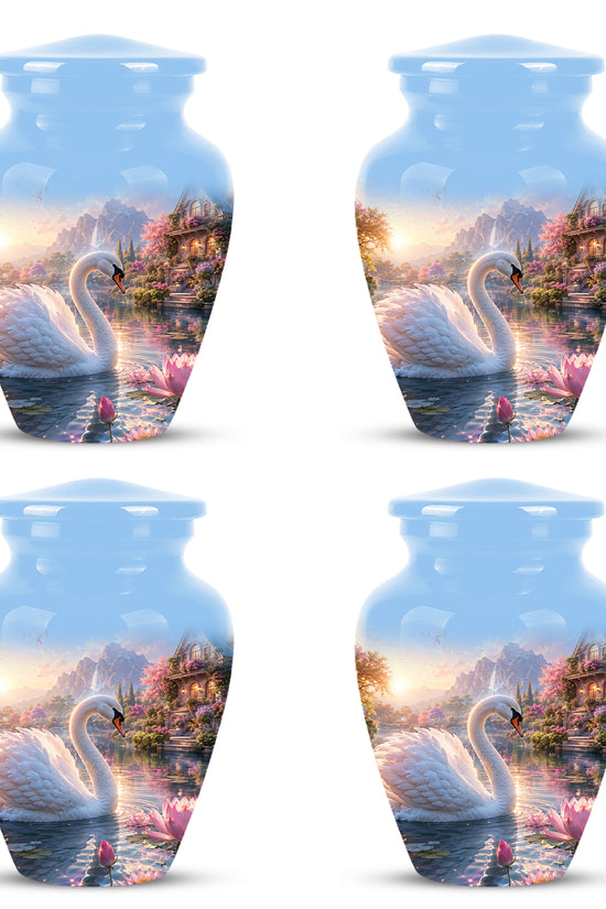 White Swan Themed Urn - Beautiful Custom Memorial Urns For Men & Women