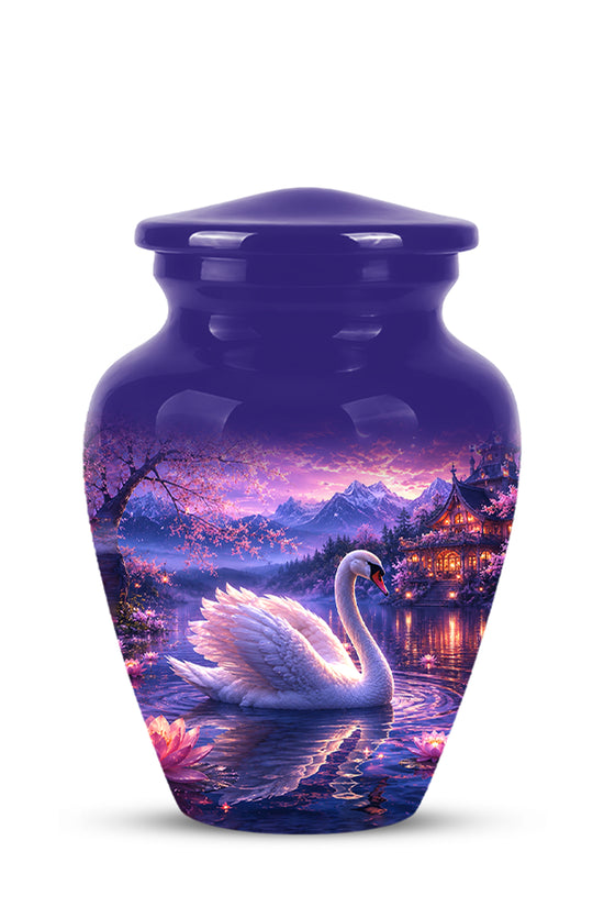 Swan & Cherry Blossom Serenade Urn - Beautiful Custom Urns For Ashes