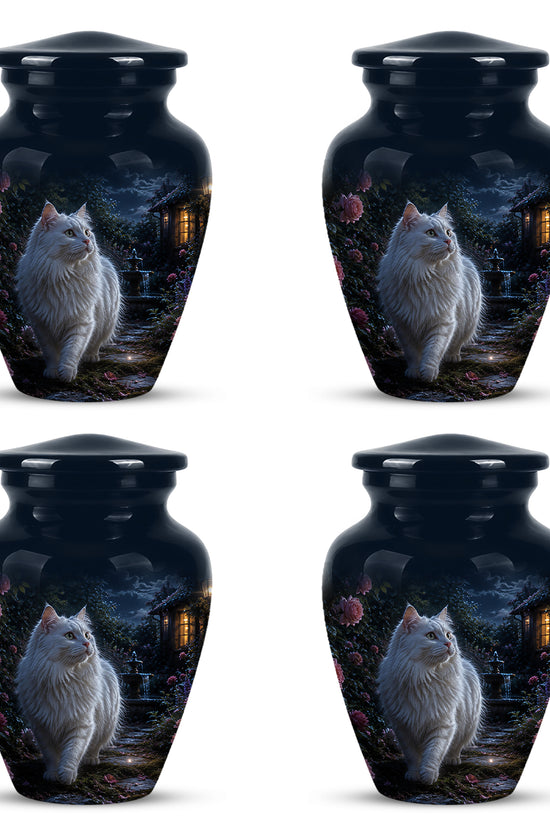 Beautiful White Cat Cremation Urn -  Personalized Handcrafted Pet Urns