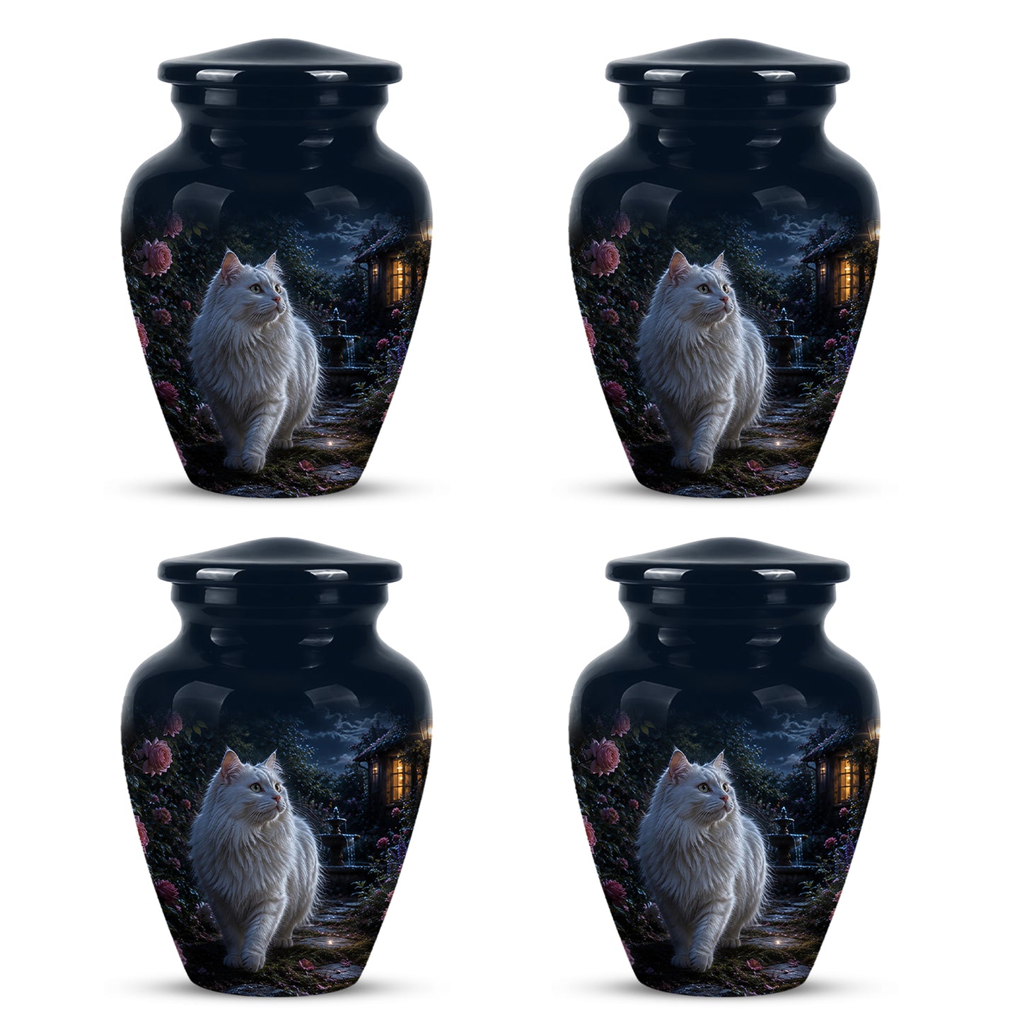 Beautiful White Cat Cremation Urn -  Personalized Handcrafted Pet Urns