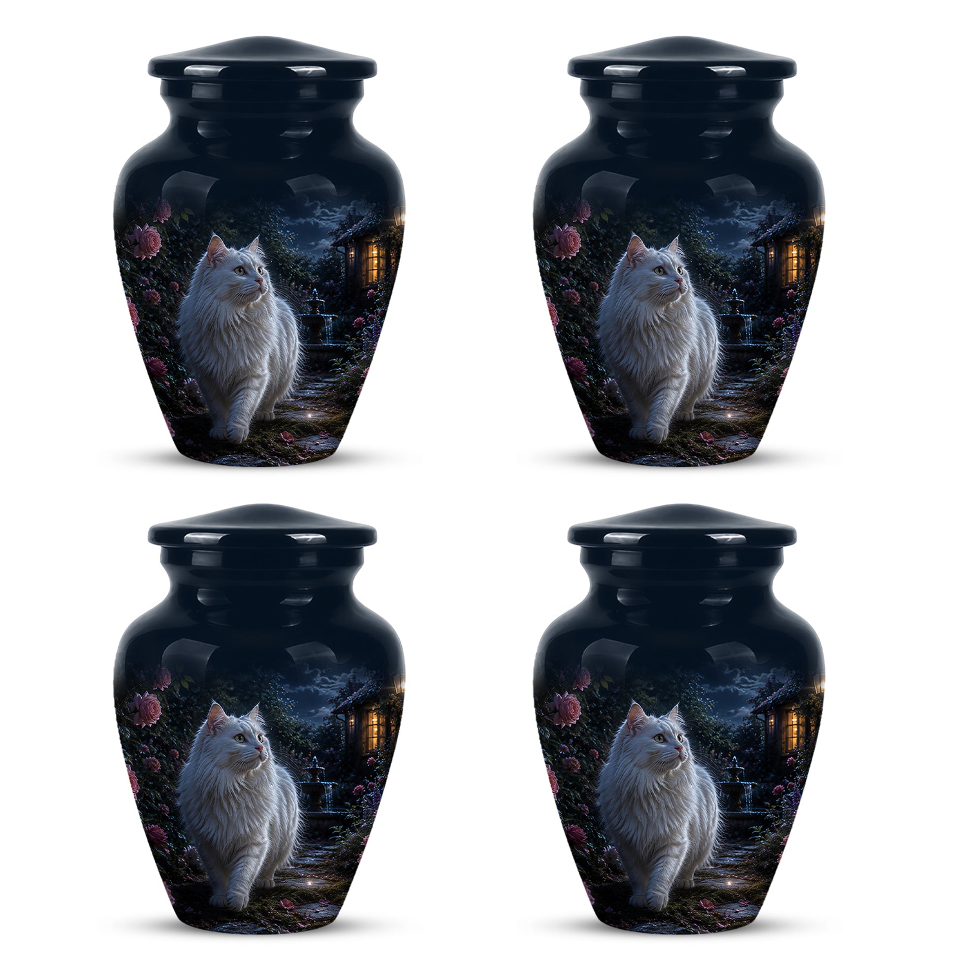Beautiful White Cat Cremation Urn -  Personalized Handcrafted Pet Urns